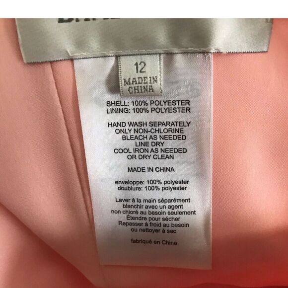 Davids Bridal Dress Sz 12 Peach Ruched Organza Strapless Formal Prom Bridesmaid - Picture 12 of 13
